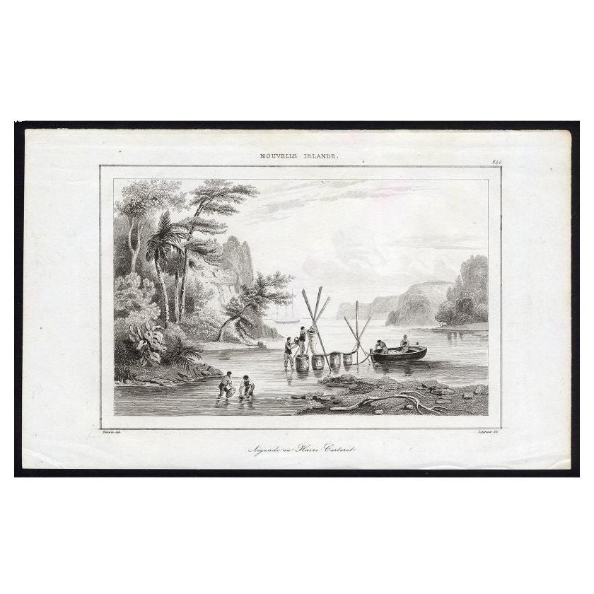 Antique Print of Sailors at New Ireland, 1836 For Sale