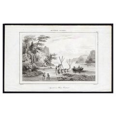 Antique Print of Sailors at New Ireland, 1836