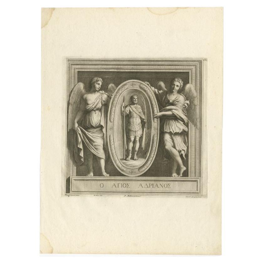 Antique Print of Saint Adrianus by Gregory, 1762 For Sale