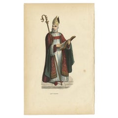 Antique Print of Saint Augustine, one of the Most Significant Christian Thinkers