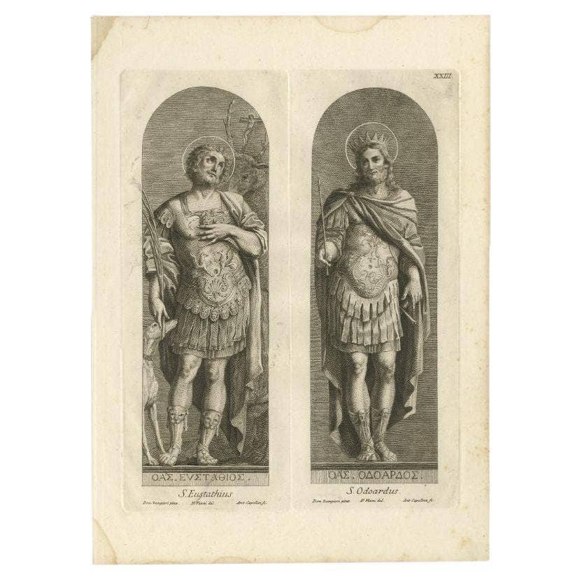 Antique Print of Saint Eustachius and Saint Odoardus, 1762