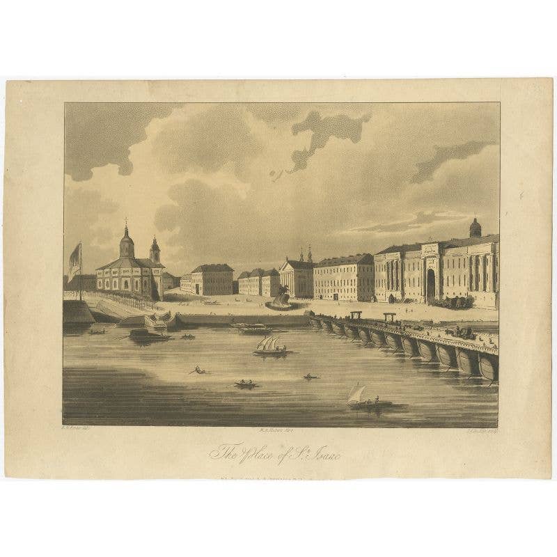 Antique Print of Saint Isaac'S Square in St Petersburg, Russia, c.1810