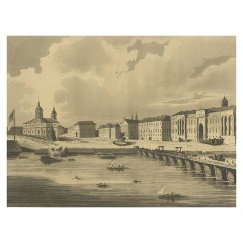 Antique Print of Saint Isaac'S Square in St Petersburg, Russia, c.1810