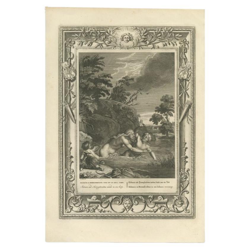 Antique Print of Salmacis and Hermaphroditus by Picart, 1733