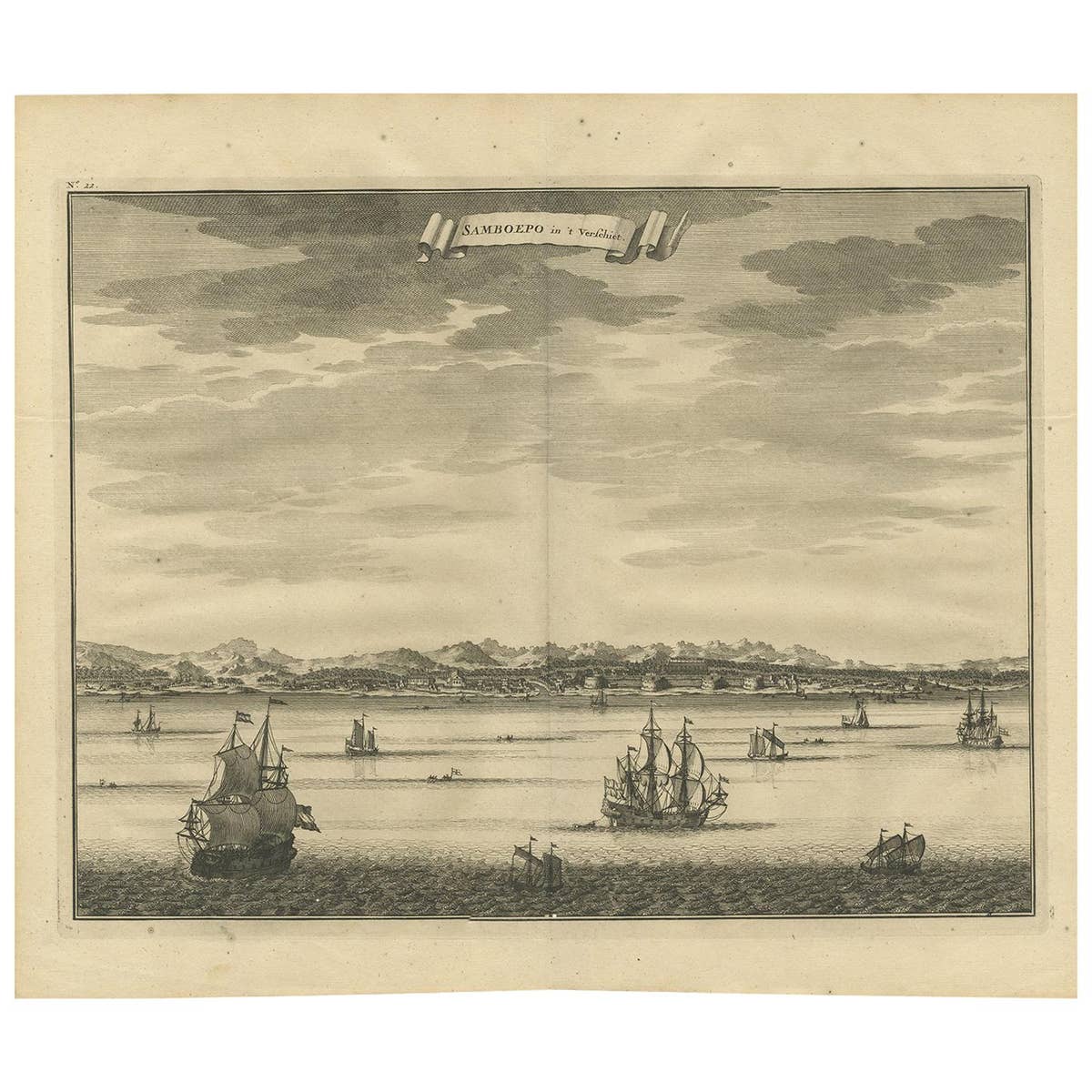 Antique Print of Samboepo by Valentijn, 1726