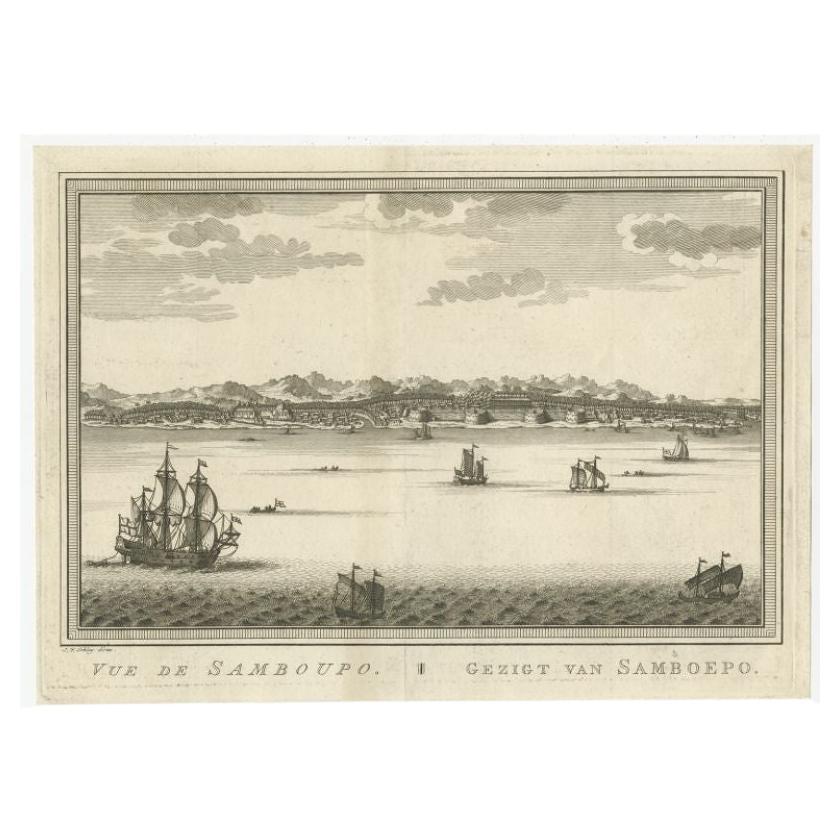 Antique Print of Samboupo, Celebes or Sulawesi in Indonesia, circa 1750 For Sale