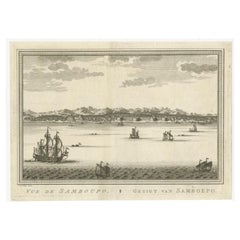 Gravure ancienne de Samboupo, Célèbes ou Sulawesi en Indonésie, vers 1750