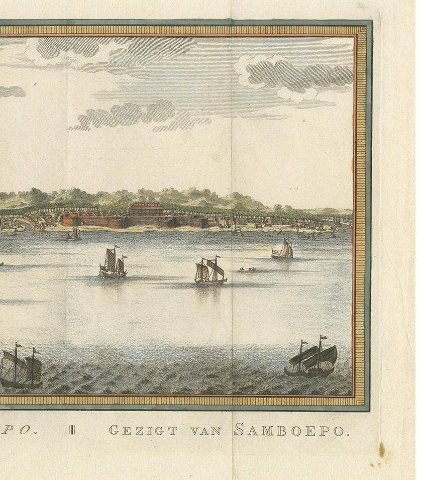 Antique Print of Samboupo ‘Sulawesi, Indonesia’ by J. van Schley, 1750
