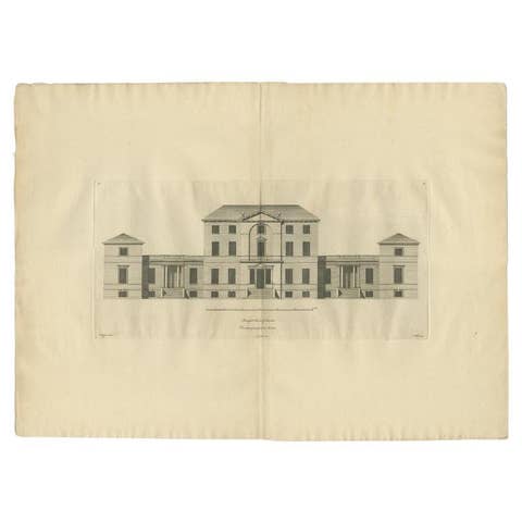 Antique Print of Sandon Hall by White, c.1770