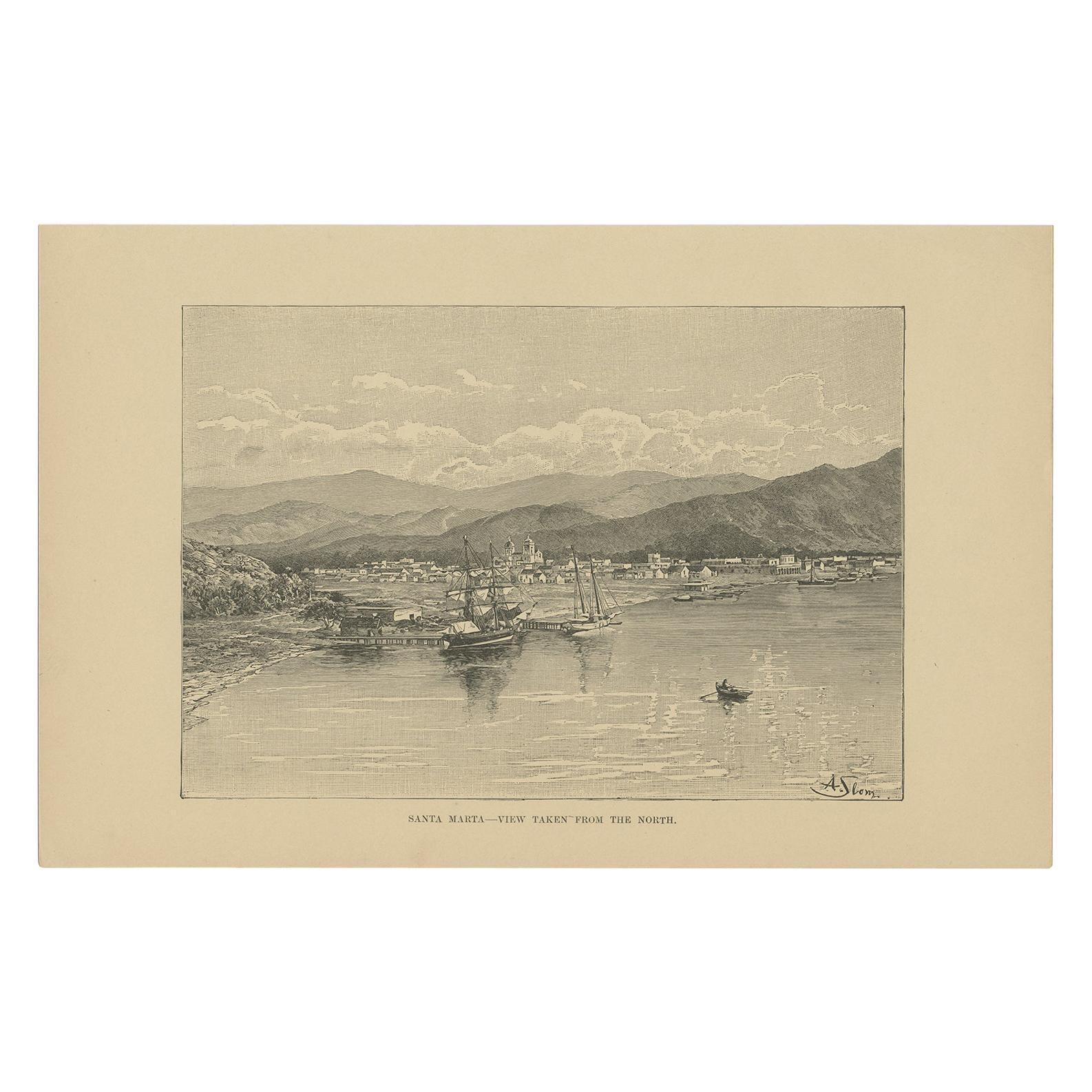 Antiker Druck von Santa Marta von Reclus '1885'