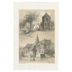 Antiker Druck von Schierstins und Wiarda State in Friesland, Niederlande, 1888