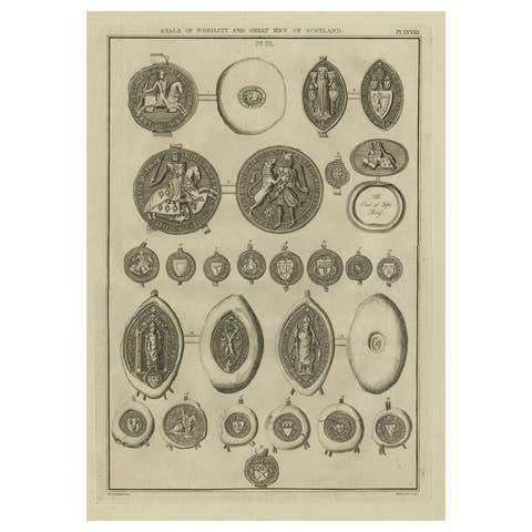 Antique Print of Seals of Nobility and Important Men of Scotland, 1792