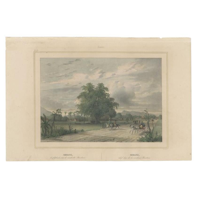 Antique Print of Serang, Java in Indonesia, circa 1844 For Sale