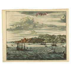 Impression ancienne de Sestos en Turquie avec des navires, vers 1680