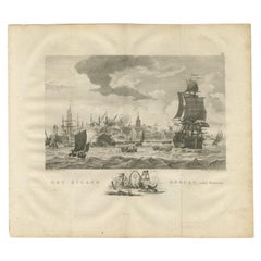 Antique Print of Ships Near Onrust Island Near Jakarta, Indonesia, 1779