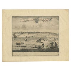 Antique Print of Sneek, an Old Watersport City in the Netherlands, circa 1718