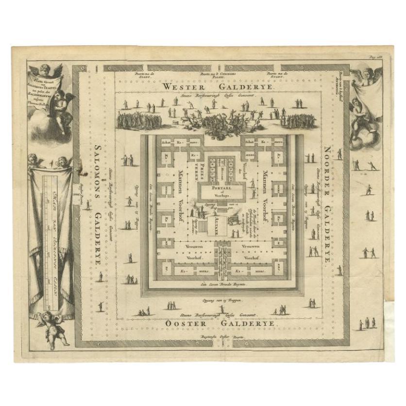 Antiker Druck des Solomon- Tempels in Jerusalem, 1717