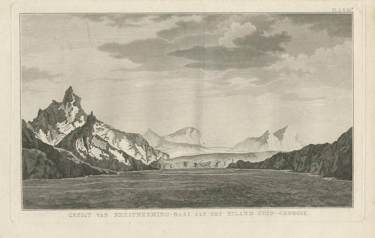 Antique Print of South Georgia by Cook, 1803
