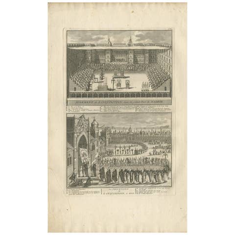 Antique Print of Spanish Inquisitions in Madrid and Goa by B. Picart '1723'