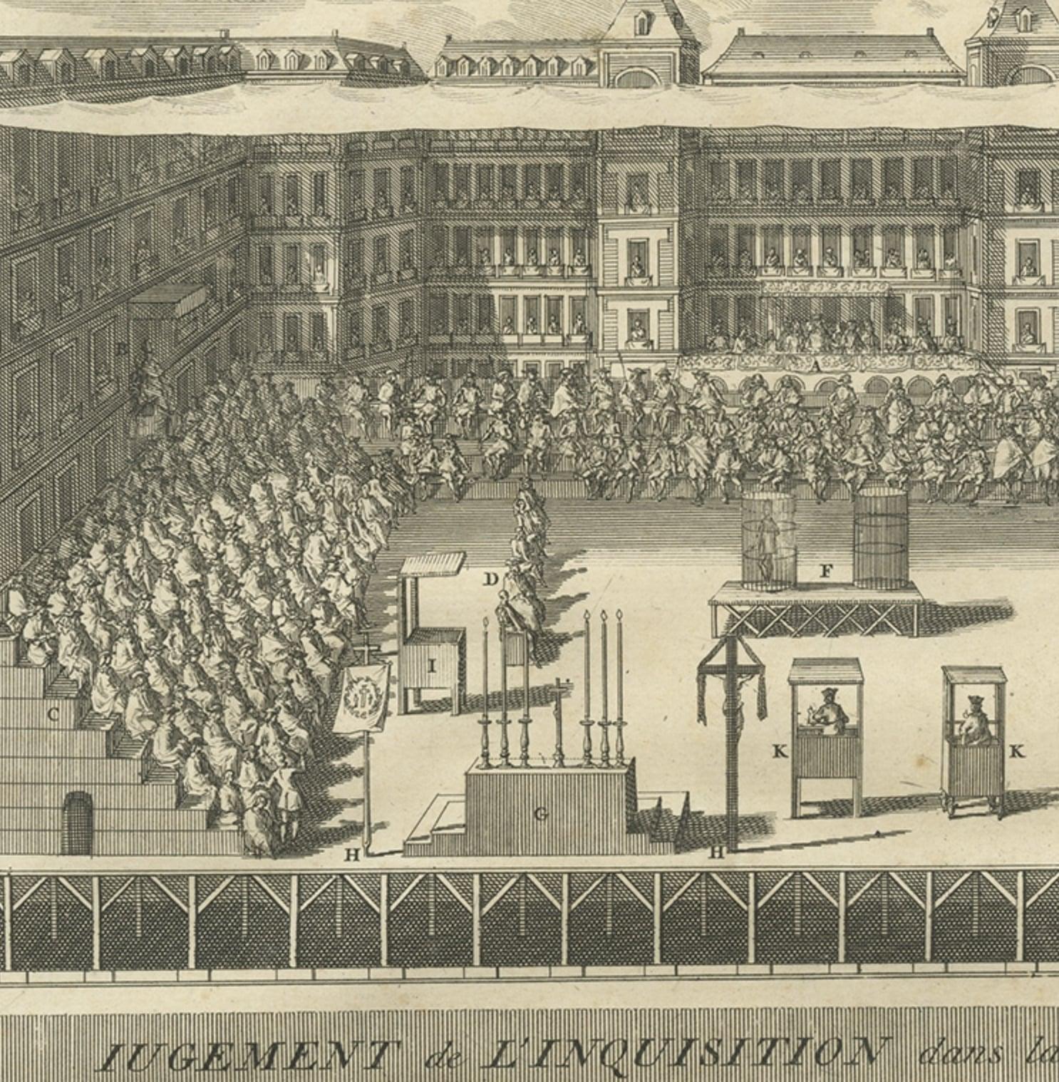 Antiker Druck der spanischen Inquisitionen in Madrid und Goa von Picart, 1723 im Angebot 2