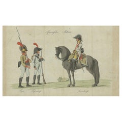 Stampa antica di costumi militari spagnoli, '1810 ca.