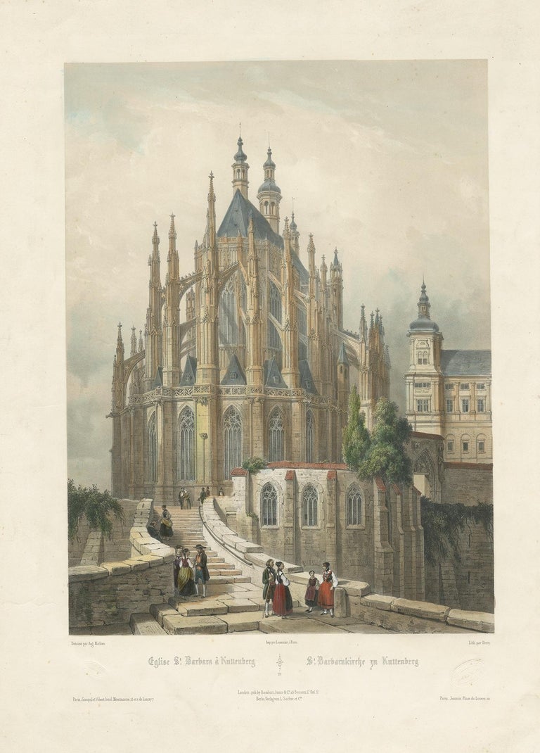 Antique Print of St. Barbara's Church in Kutná Hora, circa 1850 For Sale at  1stDibs