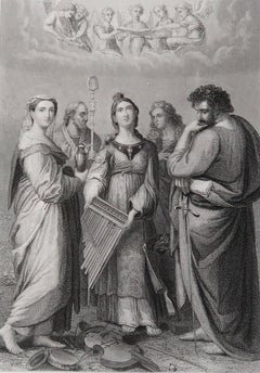 Antique Print of St. Cecilia, After Raphael, C.1850