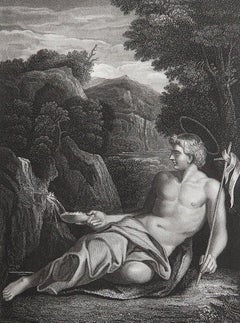Antique Print of St. John the Baptist, After Carracci, C.1850