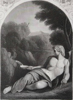 Antique Print of St. John the Baptist, After Carracci, C.1850