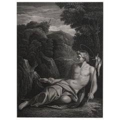 Antique Print of St. John the Baptist, After Carracci, C.1850