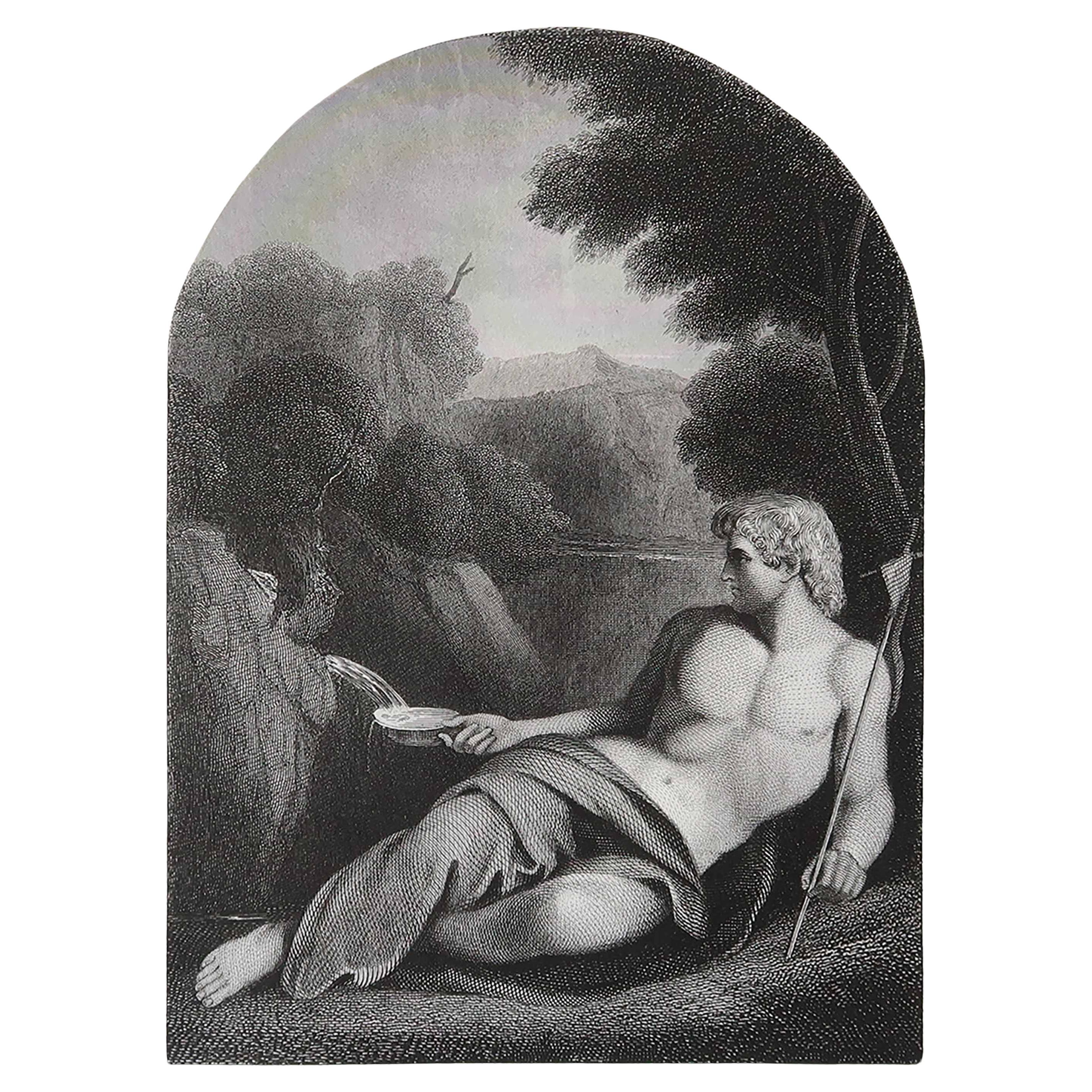 Antique Print of St. John the Baptist, After Carracci, C.1850 For Sale