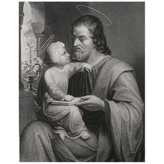 Antique Print of St Joseph, C.1850