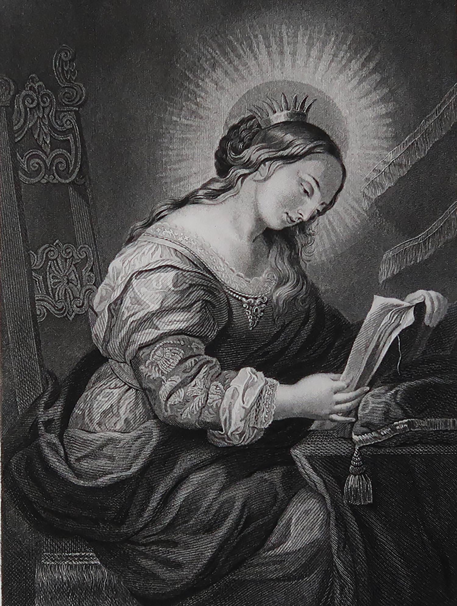 Wonderful image after Carlo Dolci

Fine Steel engraving. 

Published  C.1850

Unframed.


