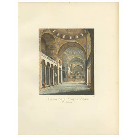Antique Print of L’Eglise Saint Marc a Venise, 1860, Historical Art