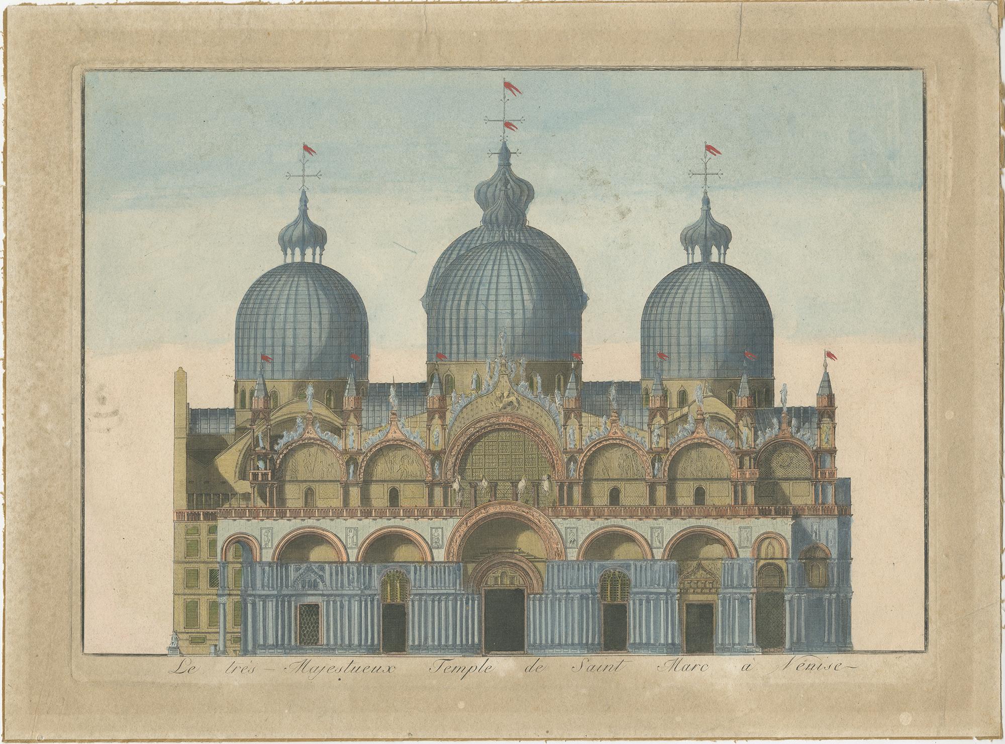 Antique Print of St Mark's Basilica in Venice 'c.1800' In Fair Condition For Sale In Langweer, NL