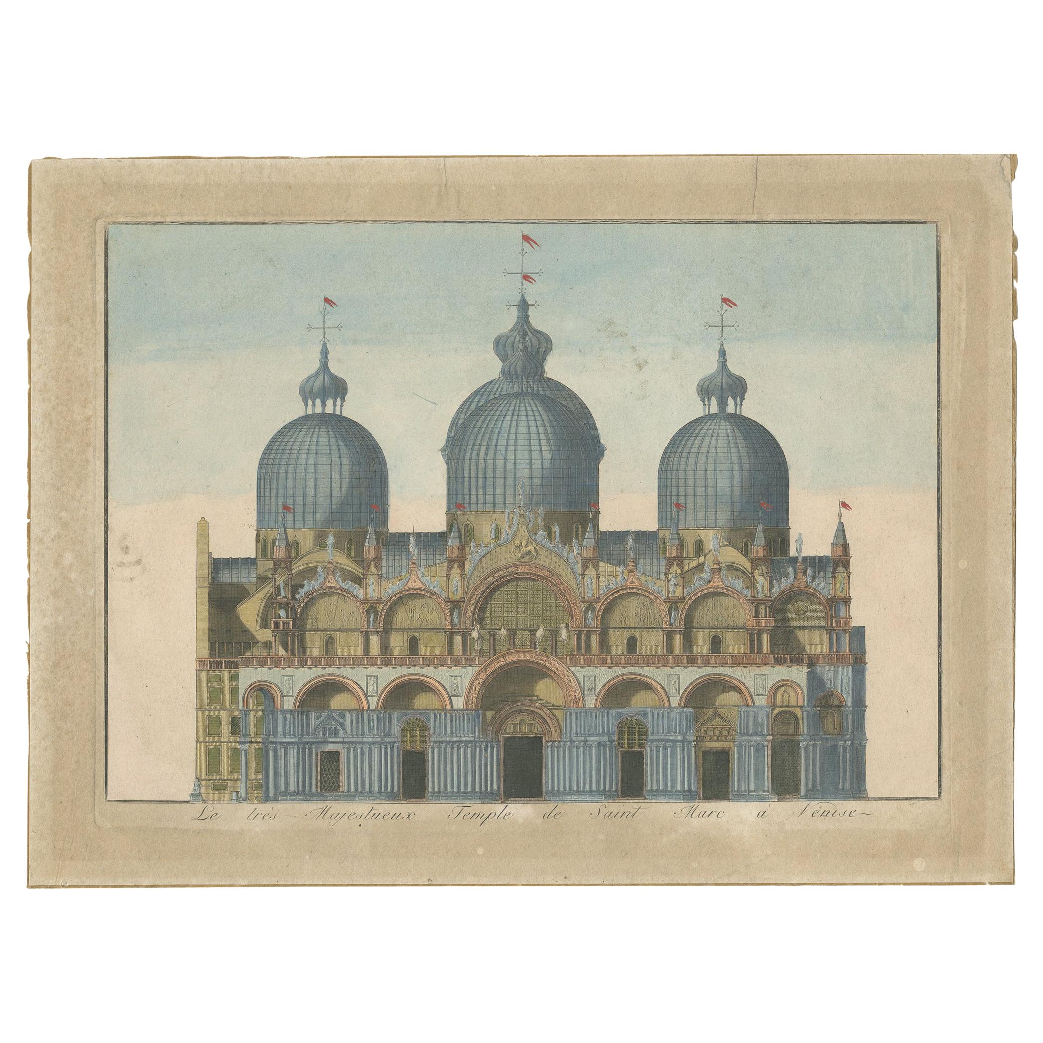 Antiker Druck der Basilika St. Mark's in Venedig, um 1800