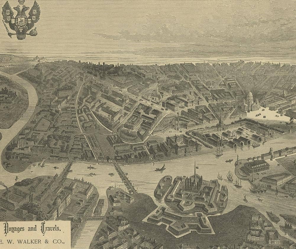 Antique Print of St. Petersburg by Walker, '1887'