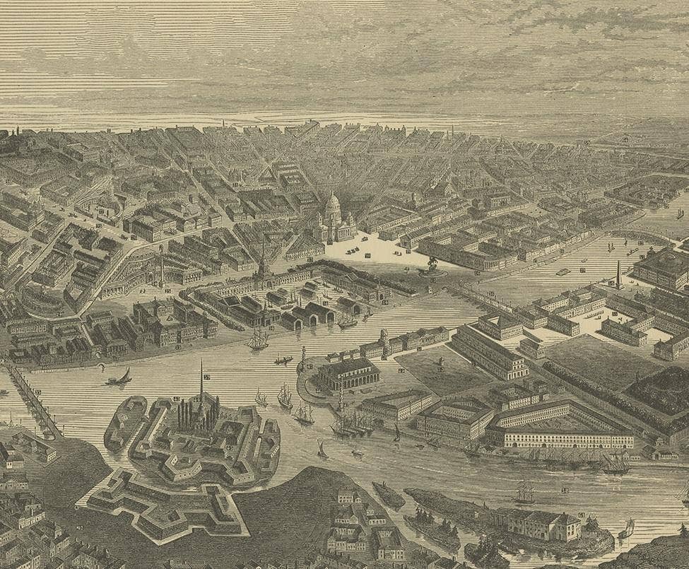 Antique Print of St. Petersburg by Walker, '1887'