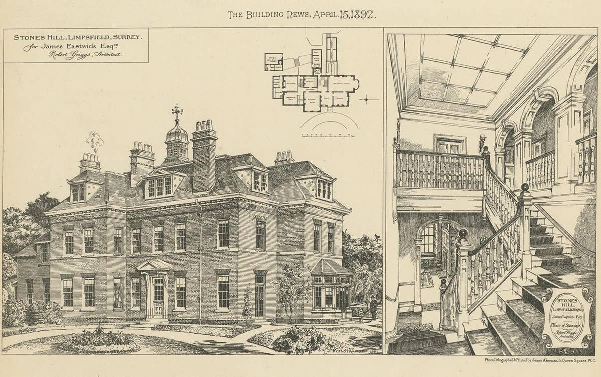 Antique Print of Stones Hill in Limpsfield, Surrey, 1892