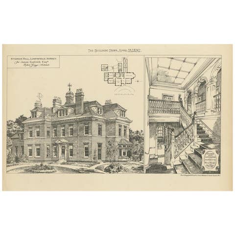 Antique Print of Stones Hill in Limpsfield, Surrey, 1892