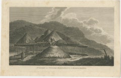 Impression ancienne d'habitations d'été et d'hiver à Kamchatka, Russie, 1784