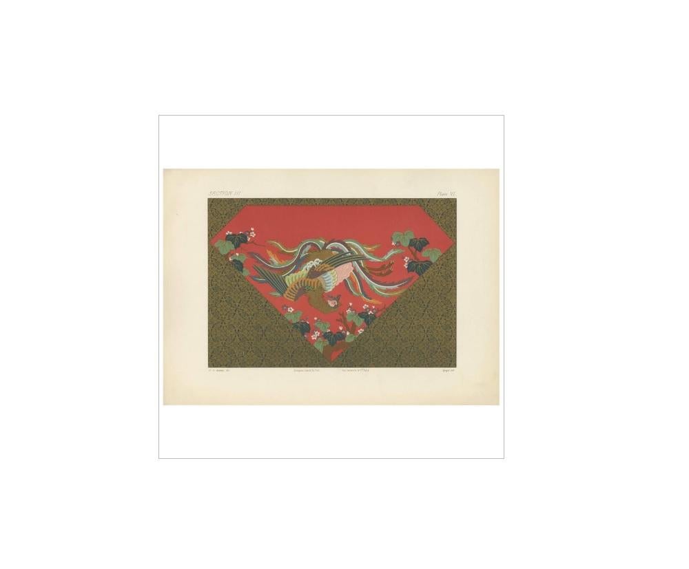 Untitled print, Section III, plate VI. This chromolithograph depicts hand-made tapestry, worked with tightly twisted silk and gold over warp threads. Detailed information about this print available on request.

This print originates from the first