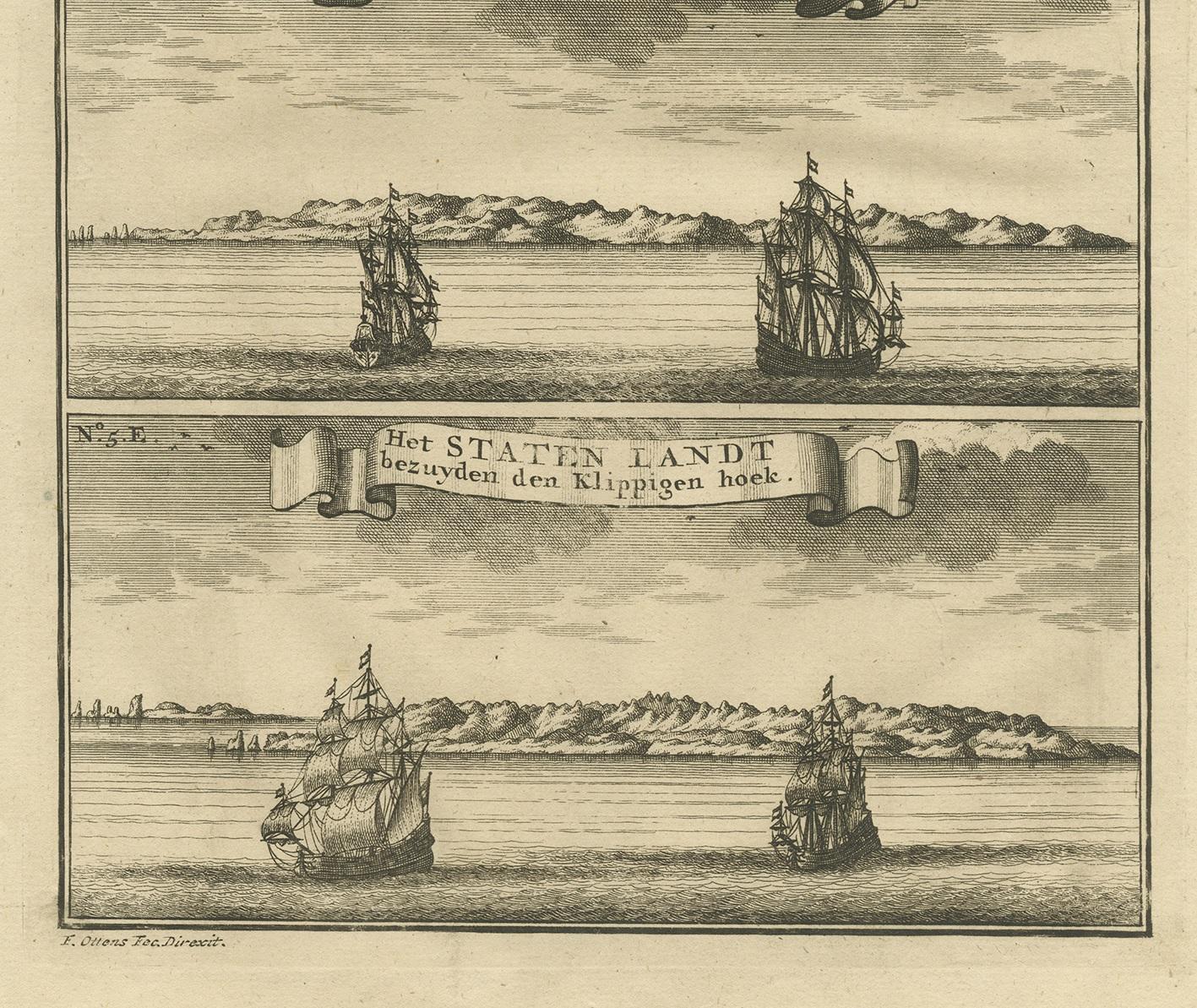 Antique Print of Tasmania by Valentijn, 1726 In Good Condition In Langweer, NL