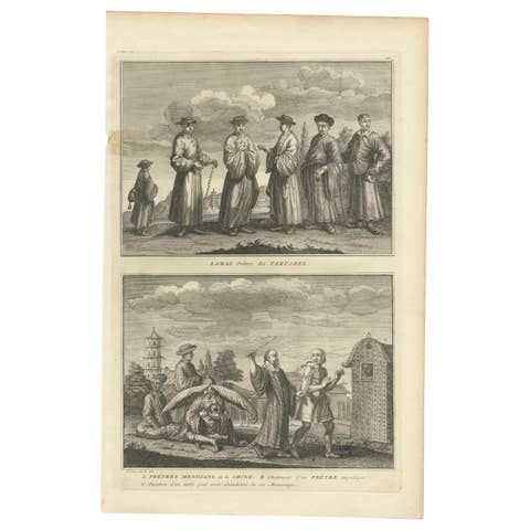 Antique Print of Tatarian Priests and Mendian Priests by Picart, 'c.1730'
