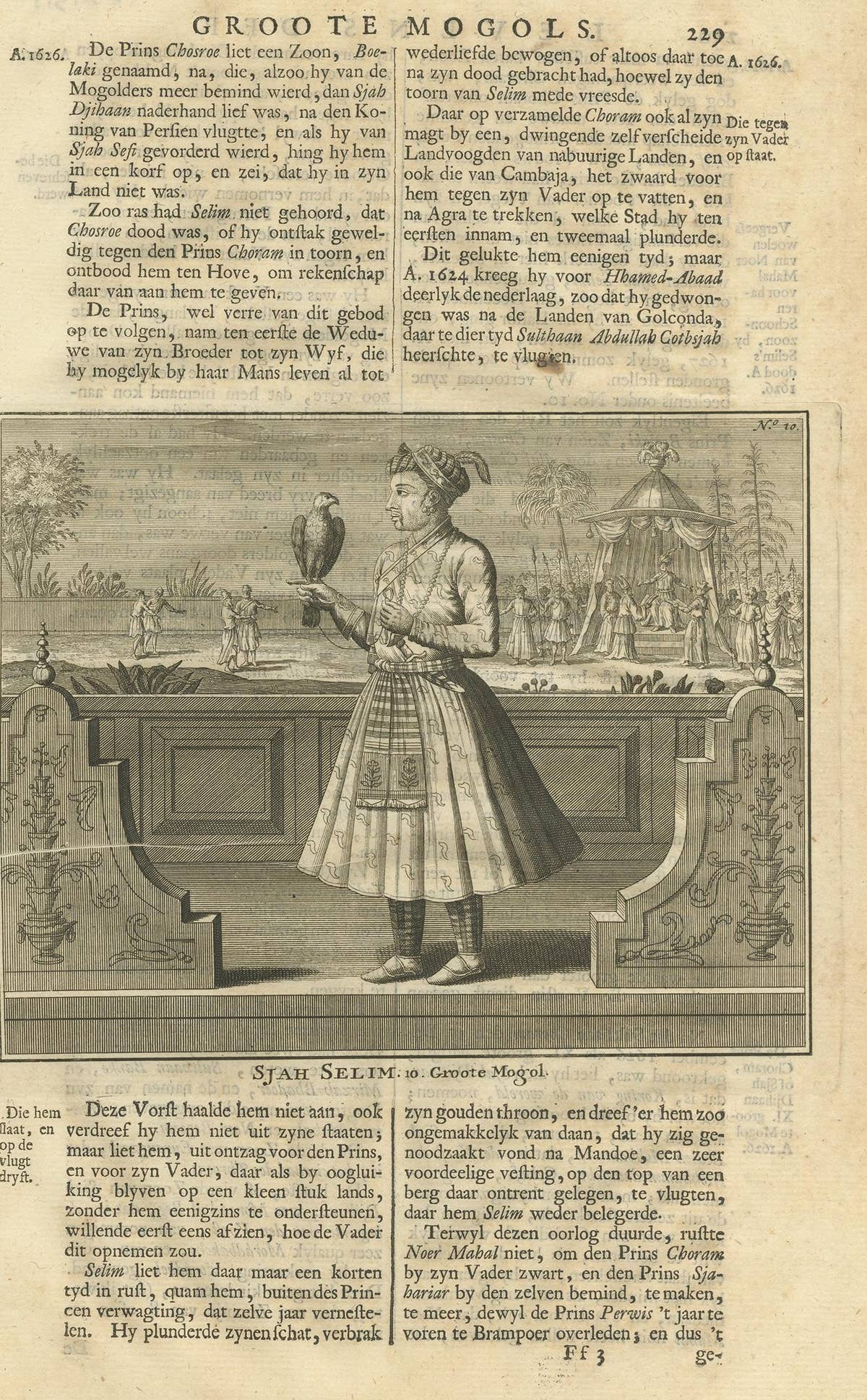 Antique Print of the 10th Mughal Emperor by Valentijn, 1726