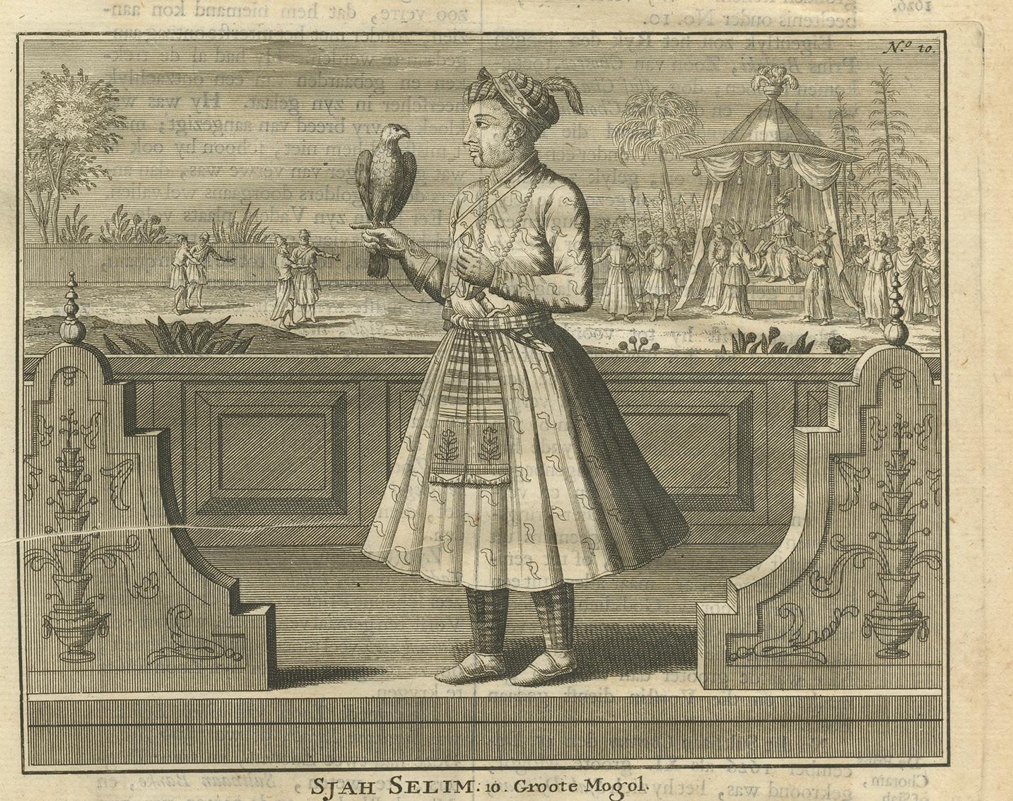 Olandese Stampa antica del 10° imperatore Mughal di Valentijn, 1726 in vendita