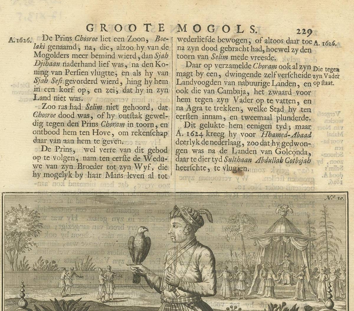 Antique Print of the 10th Mughal Emperor by Valentijn, 1726