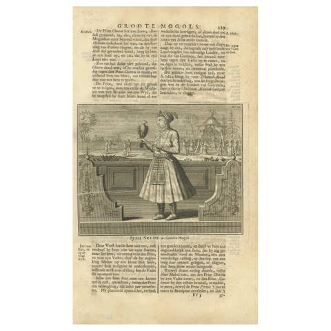 Antique Print of the 10th Mughal Emperor by Valentijn, 1726