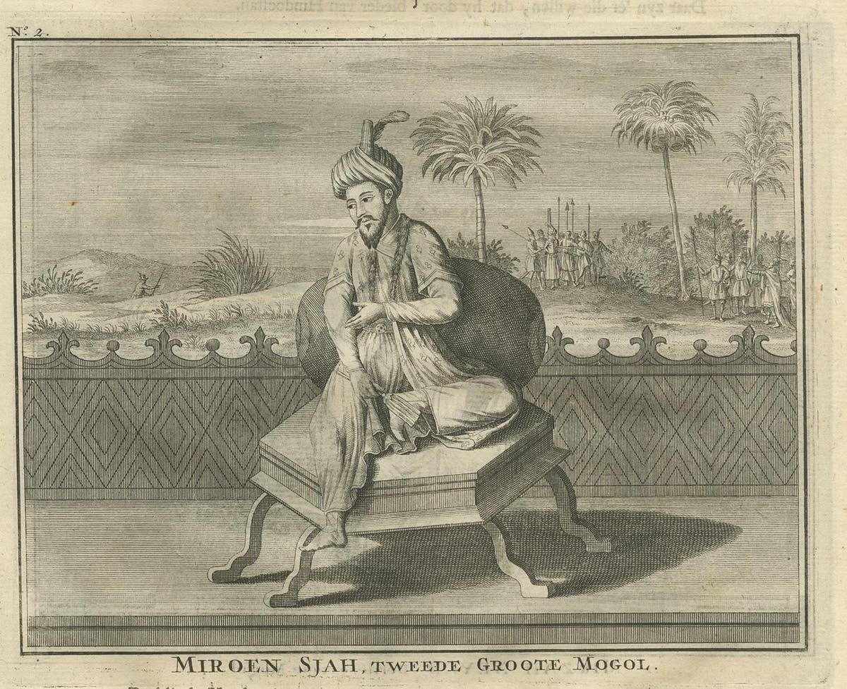 Antique Print of the 2nd and 3th Mughal Emperor by Valentijn, 1726