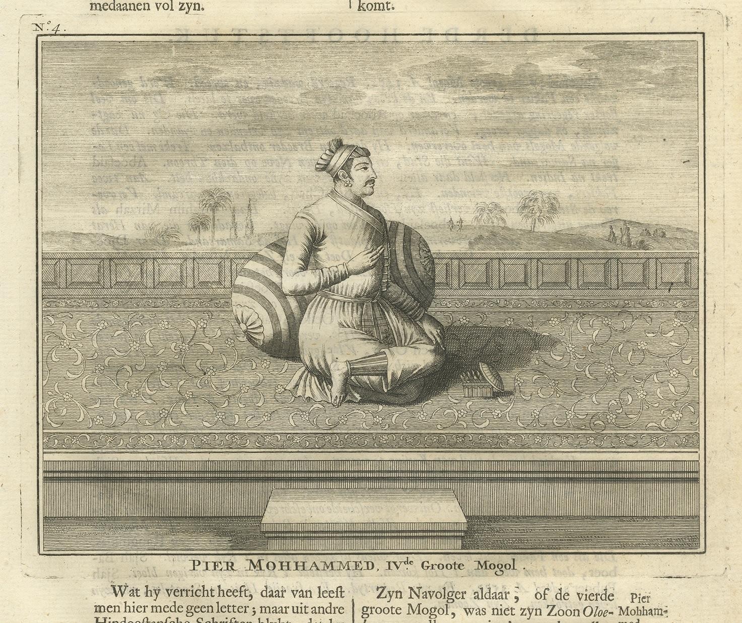 Néerlandais Impression ancienne du 4e empereur moghol par Valentijn (1726) en vente